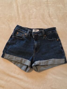 Levi's Denizen Dark Blue Rolled Cuff Denim Shorts Size 27